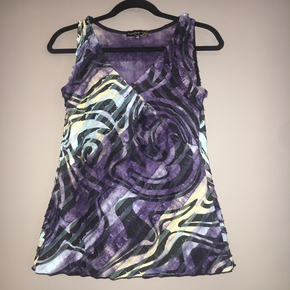 7 Wonders Geometric Pattern Sleeveless Top, Small